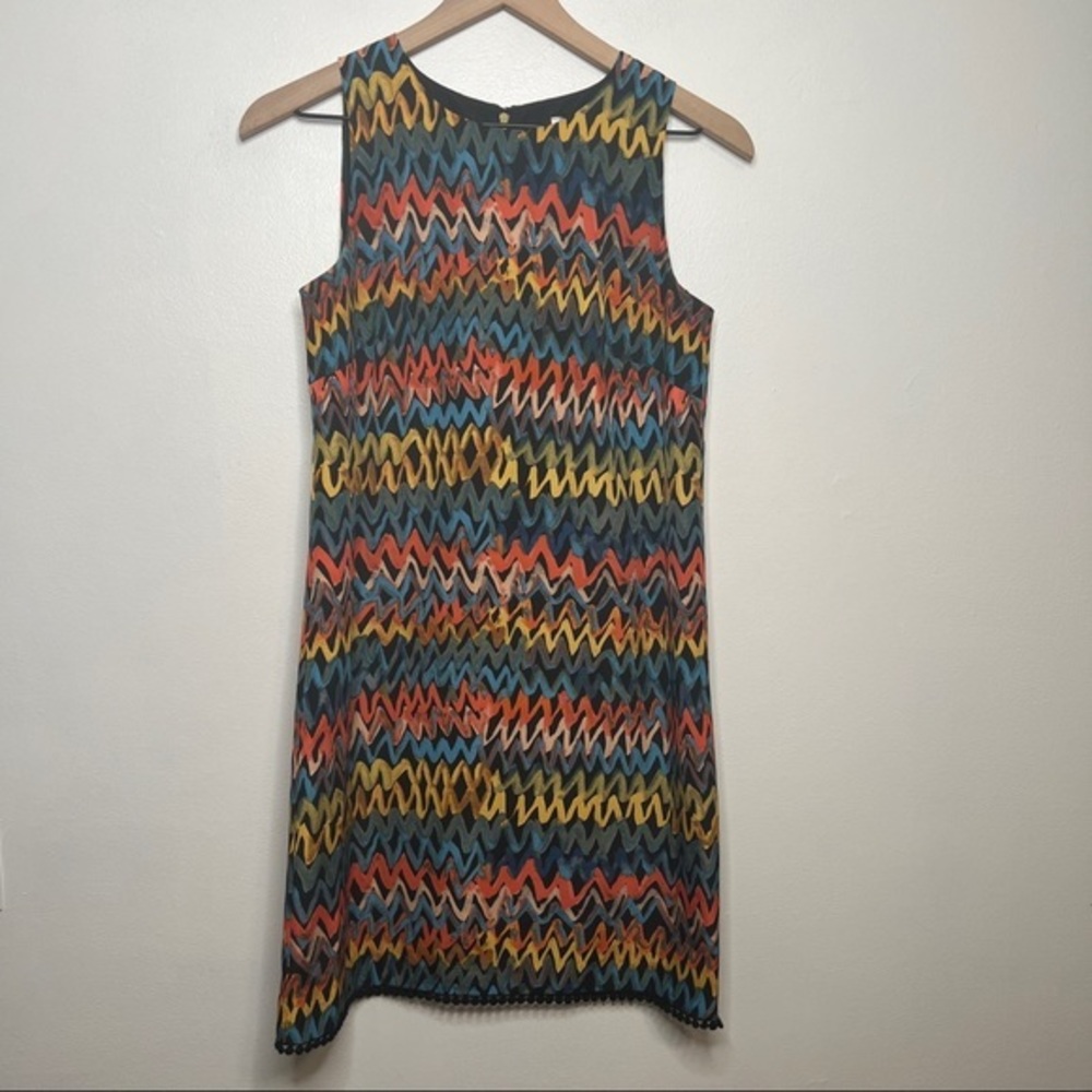 Kensie Sleeveless Zig-Zag Colorful Graffiti Zipperback Dress Size XS